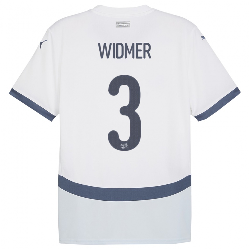 Hombre Camiseta Suiza Silvan Widmer #3 Blanco 2ª Equipación 24-26 La Camisa Perú