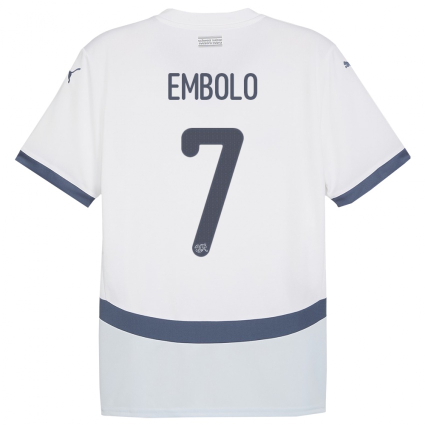 Hombre Camiseta Suiza Breel Embolo #7 Blanco 2ª Equipación 24-26 La Camisa Perú