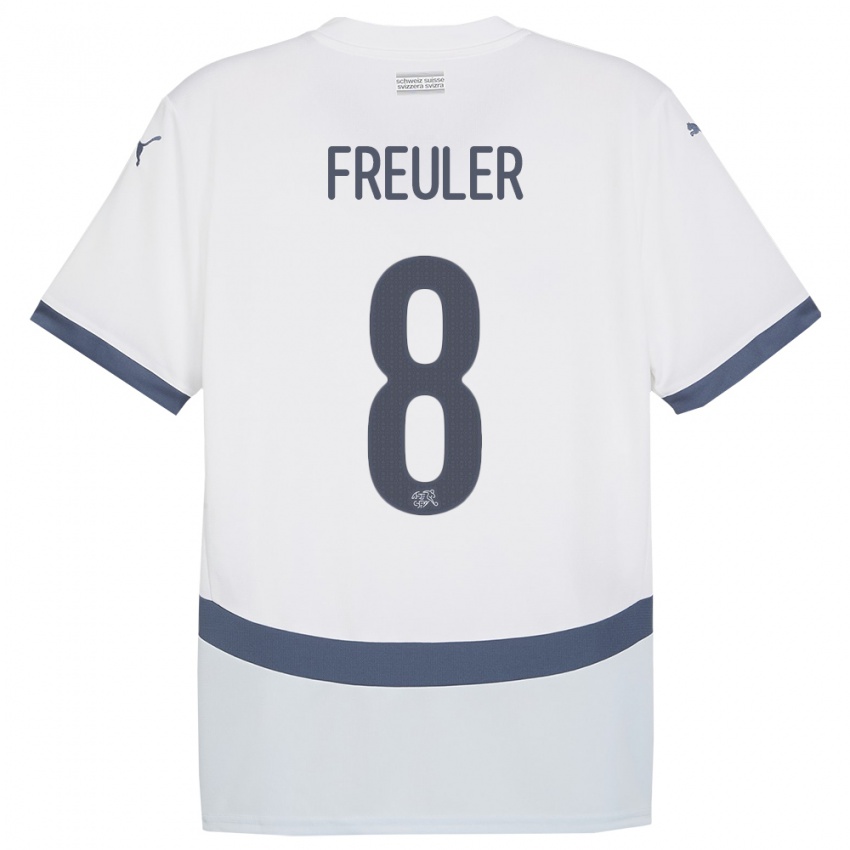 Hombre Camiseta Suiza Remo Freuler #8 Blanco 2ª Equipación 24-26 La Camisa Perú