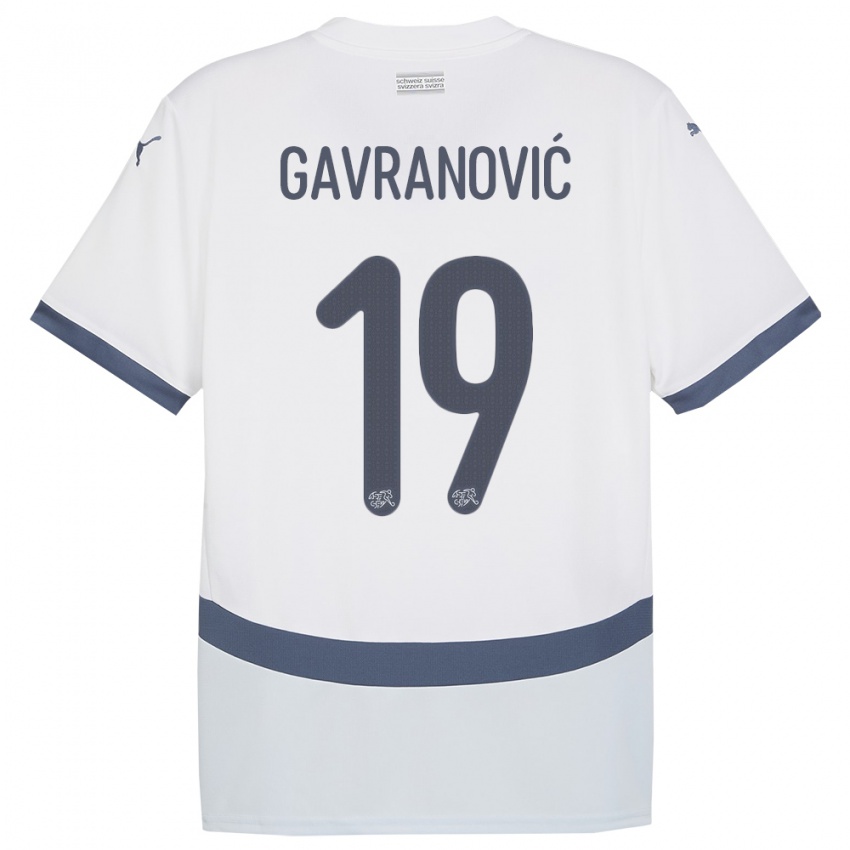 Hombre Camiseta Suiza Mario Gavranovic #19 Blanco 2ª Equipación 24-26 La Camisa Perú