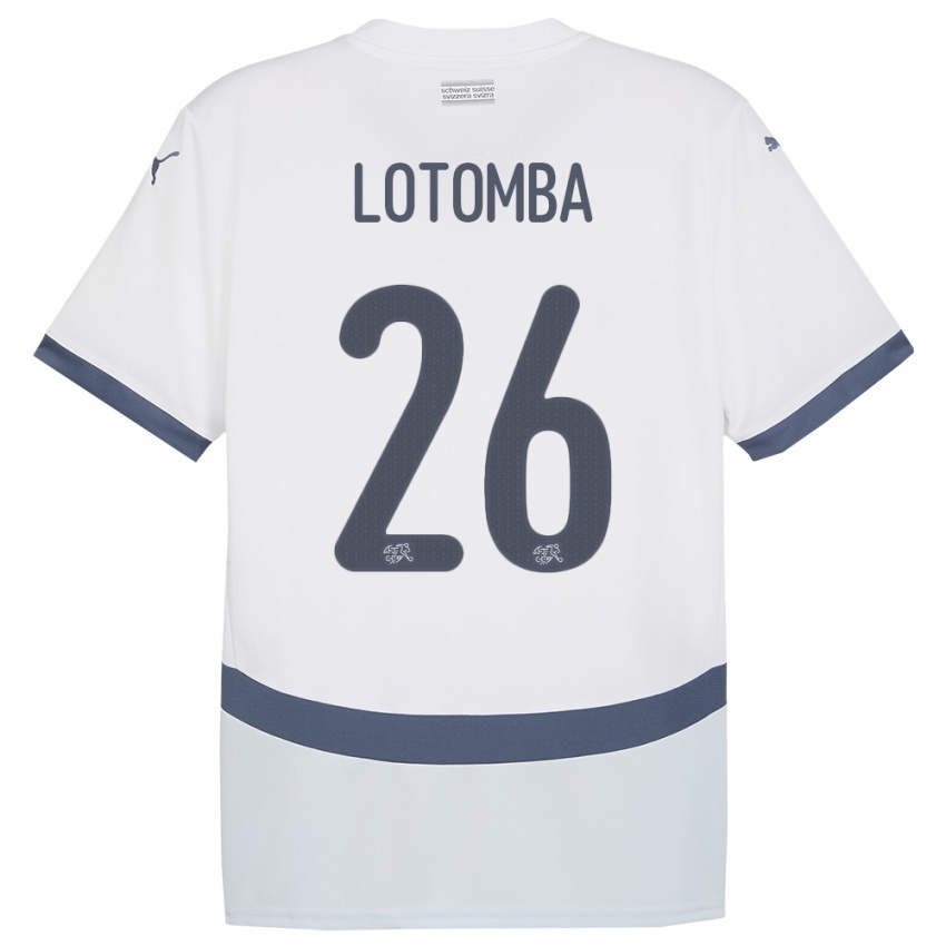 Hombre Camiseta Suiza Jordan Lotomba #26 Blanco 2ª Equipación 24-26 La Camisa Perú