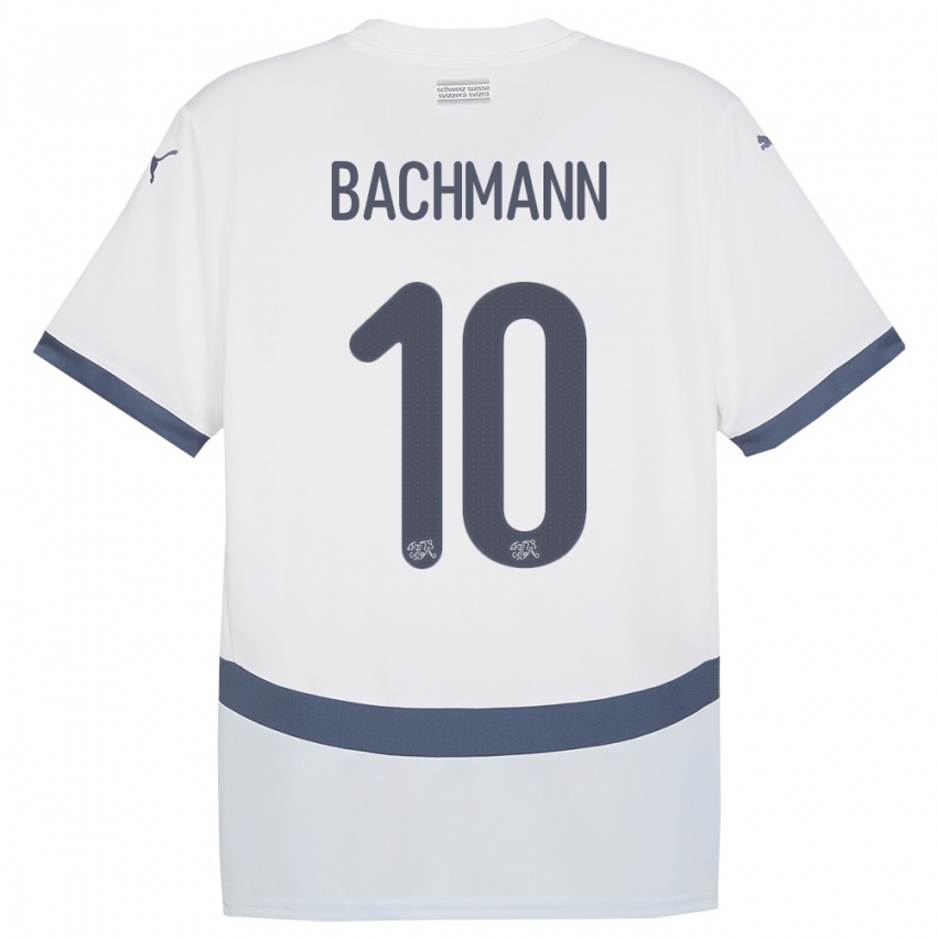 Hombre Camiseta Suiza Ramona Bachmann #10 Blanco 2ª Equipación 24-26 La Camisa Perú