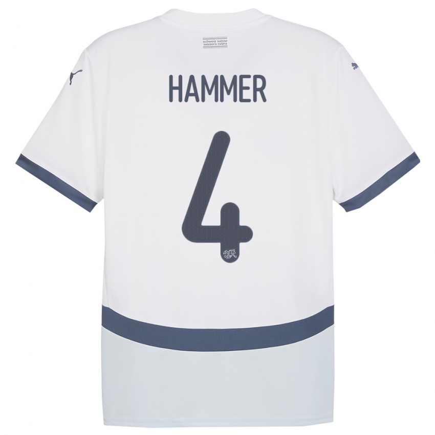 Hombre Camiseta Suiza Pascal Hammer #4 Blanco 2ª Equipación 24-26 La Camisa Perú