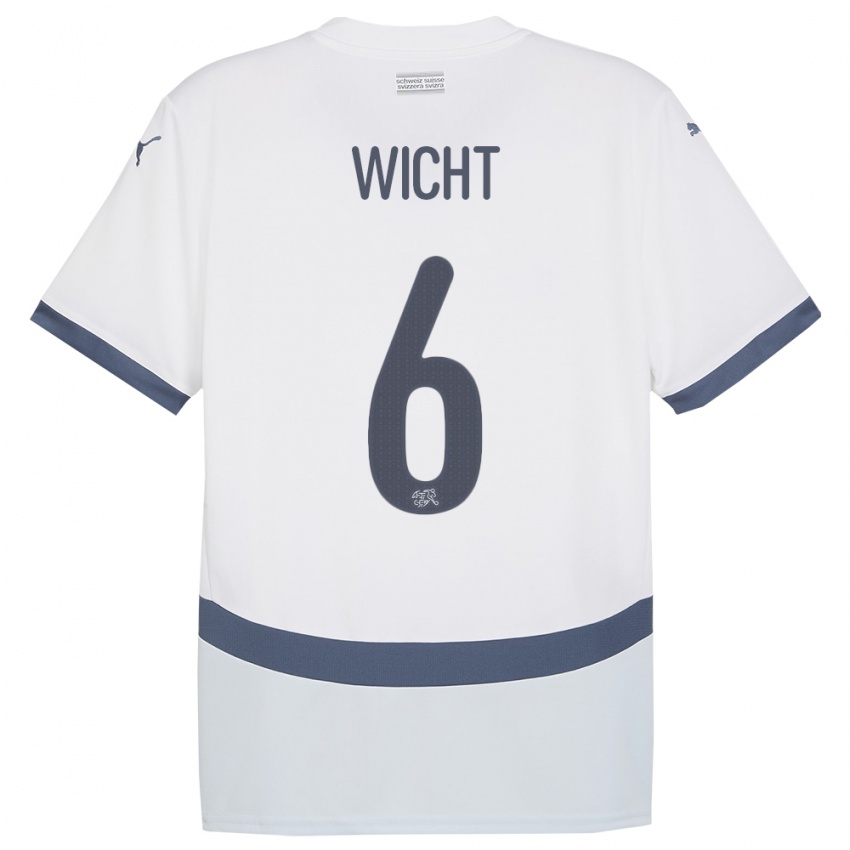 Hombre Camiseta Suiza Nathan Wicht #6 Blanco 2ª Equipación 24-26 La Camisa Perú