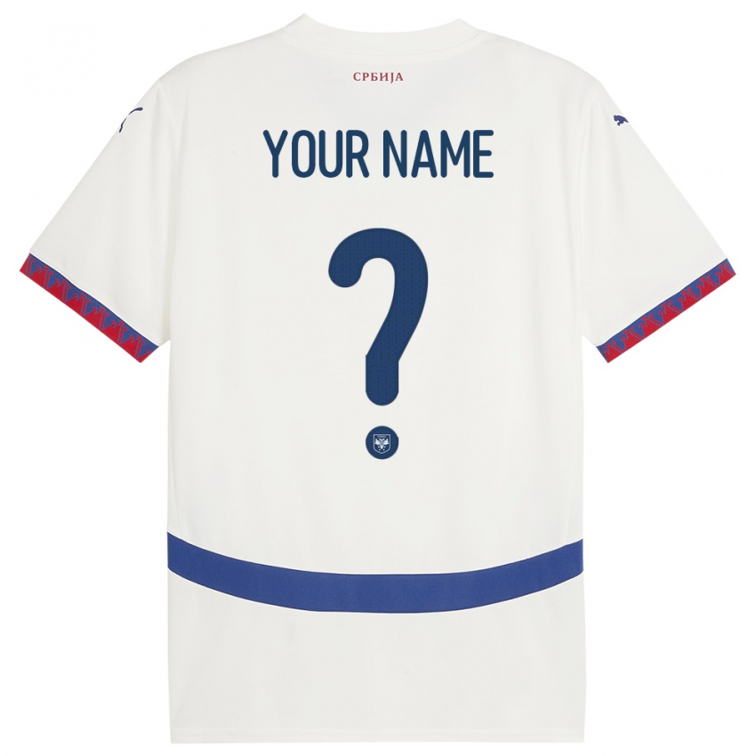 Hombre Camiseta Serbia Su Nombre #0 Blanco 2ª Equipación 24-26 La Camisa Perú