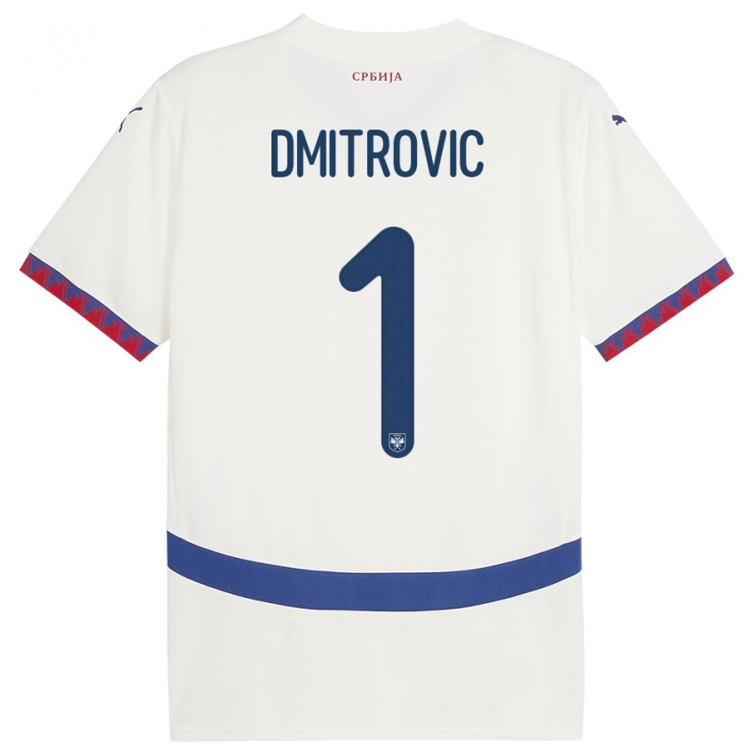 Hombre Camiseta Serbia Marko Dmitrovic #1 Blanco 2ª Equipación 24-26 La Camisa Perú