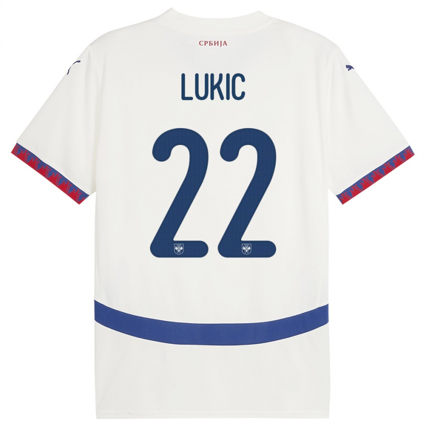 Hombre Camiseta Serbia Sasa Lukic #22 Blanco 2ª Equipación 24-26 La Camisa Perú