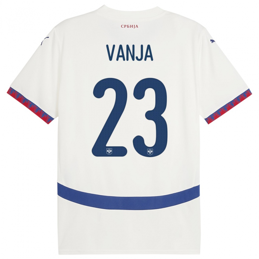 Hombre Camiseta Serbia Vanja Milinkovic-Savic #23 Blanco 2ª Equipación 24-26 La Camisa Perú