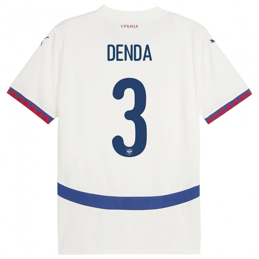 Hombre Camiseta Serbia Milica Denda #3 Blanco 2ª Equipación 24-26 La Camisa Perú