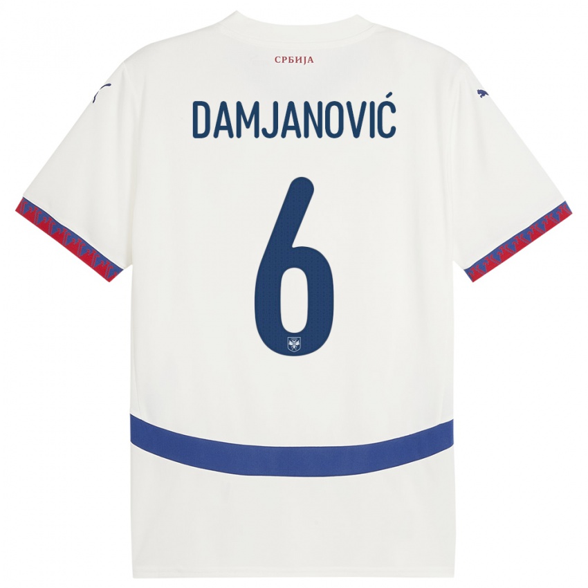 Hombre Camiseta Serbia Nevena Damjanovic #6 Blanco 2ª Equipación 24-26 La Camisa Perú