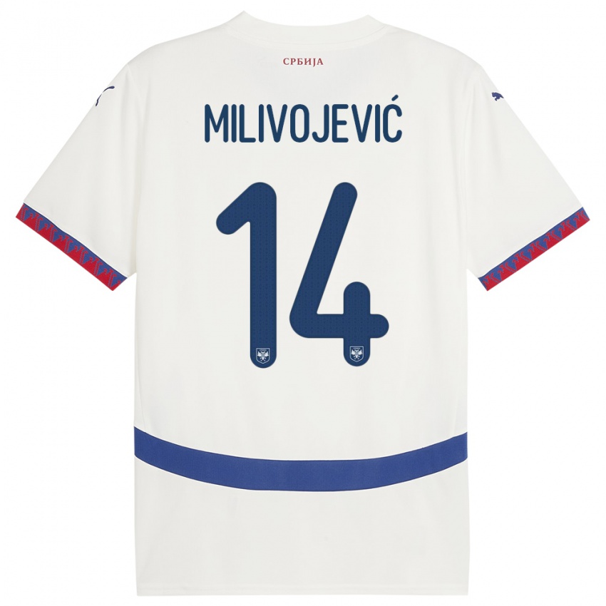 Hombre Camiseta Serbia Vesna Milivojevic #14 Blanco 2ª Equipación 24-26 La Camisa Perú