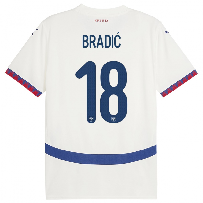 Hombre Camiseta Serbia Biljana Bradic #18 Blanco 2ª Equipación 24-26 La Camisa Perú