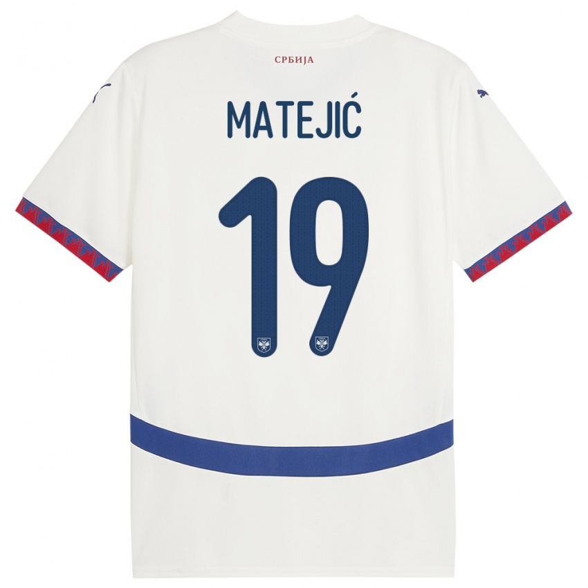 Hombre Camiseta Serbia Nina Matejic #19 Blanco 2ª Equipación 24-26 La Camisa Perú