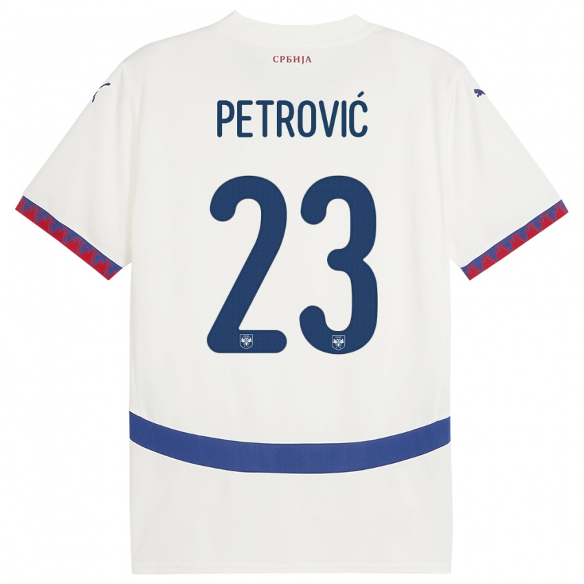 Hombre Camiseta Serbia Jovana Petrovic #23 Blanco 2ª Equipación 24-26 La Camisa Perú