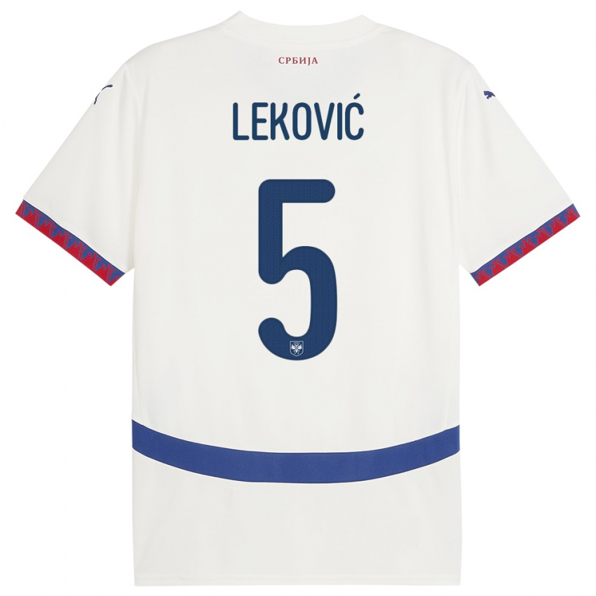 Hombre Camiseta Serbia Stefan Lekovic #5 Blanco 2ª Equipación 24-26 La Camisa Perú