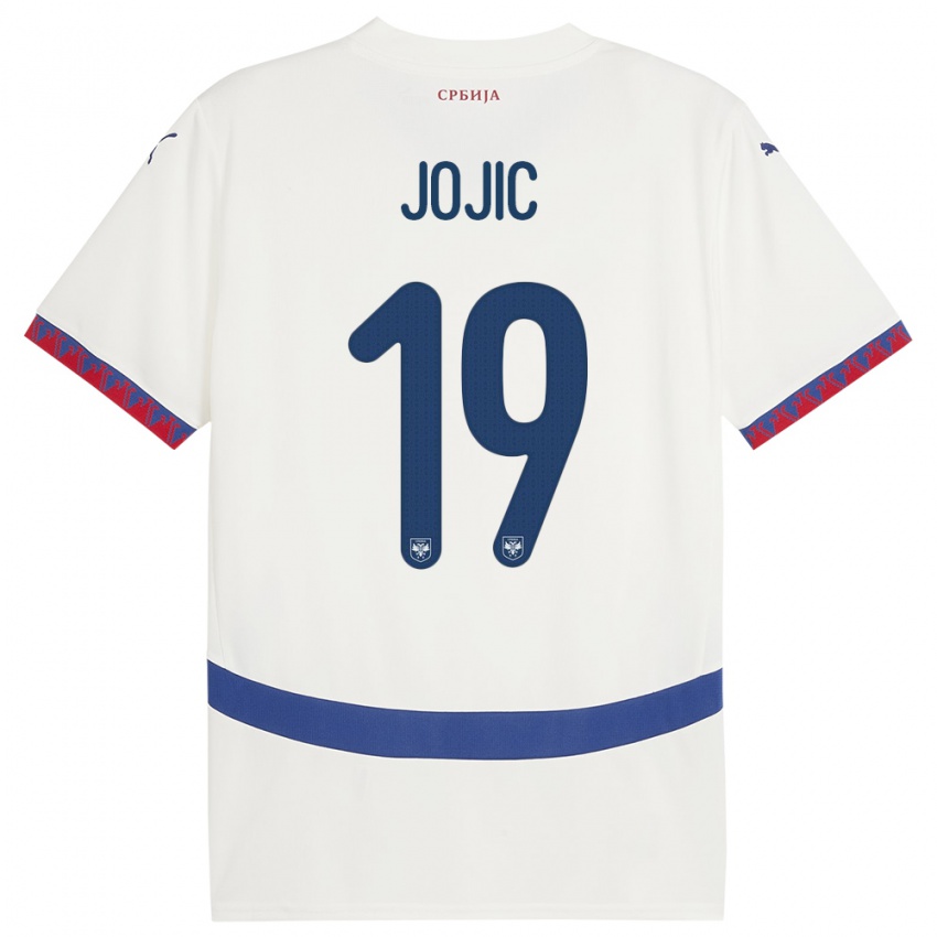 Hombre Camiseta Serbia Nikola Jojic #19 Blanco 2ª Equipación 24-26 La Camisa Perú