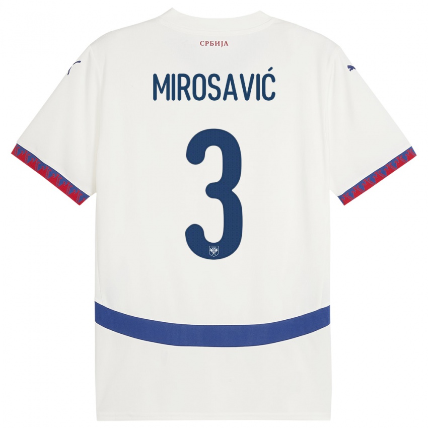 Hombre Camiseta Serbia Veljko Mirosavic #3 Blanco 2ª Equipación 24-26 La Camisa Perú