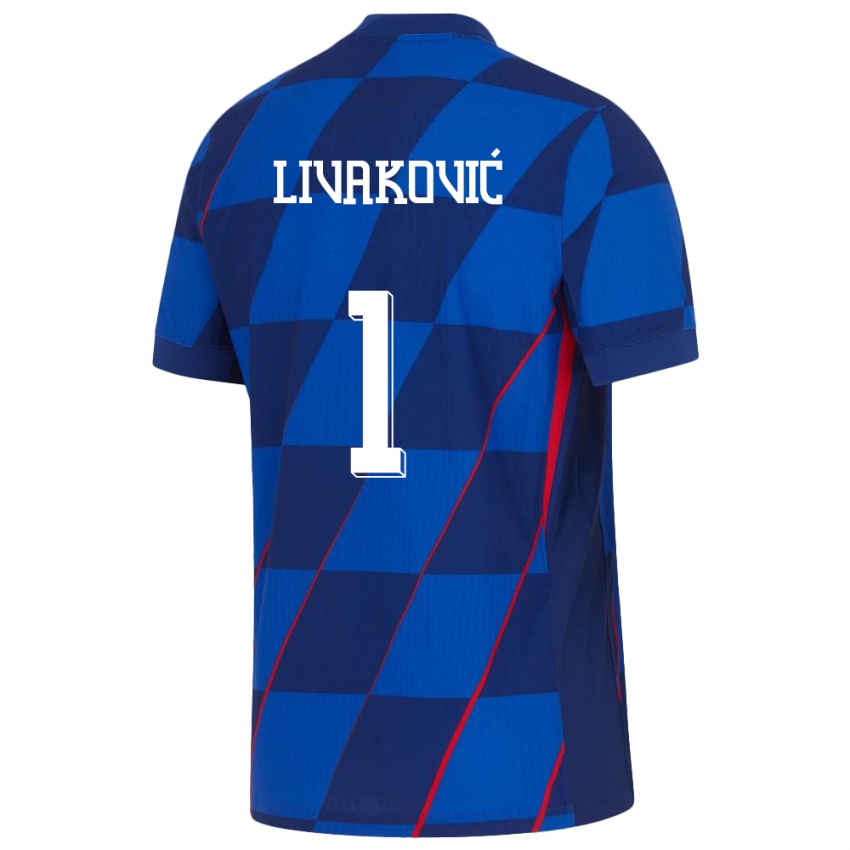 Hombre Camiseta Croacia Dominik Livakovic #1 Azul 2ª Equipación 24-26 La Camisa Perú