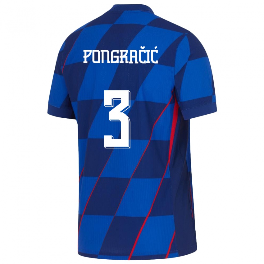 Hombre Camiseta Croacia Marin Pongracic #3 Azul 2ª Equipación 24-26 La Camisa Perú