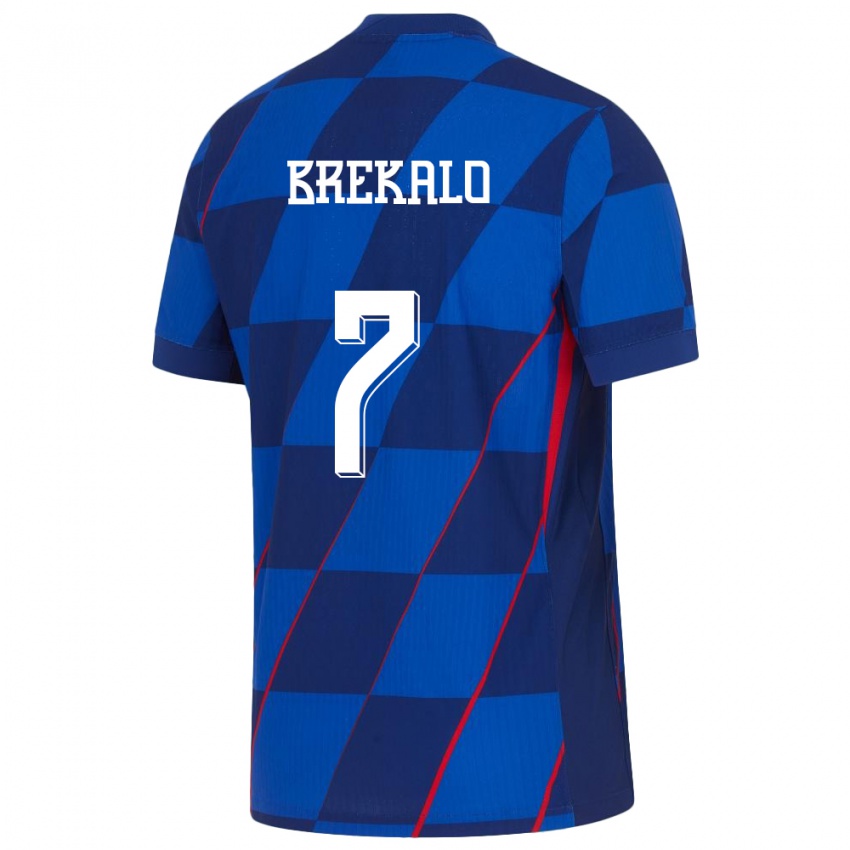 Hombre Camiseta Croacia Josip Brekalo #7 Azul 2ª Equipación 24-26 La Camisa Perú