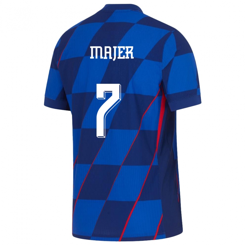 Hombre Camiseta Croacia Lovro Majer #7 Azul 2ª Equipación 24-26 La Camisa Perú