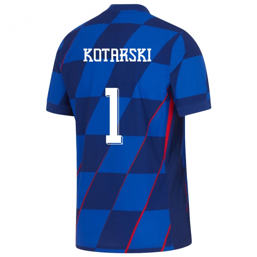 Hombre Camiseta Croacia Dominik Kotarski #1 Azul 2ª Equipación 24-26 La Camisa Perú