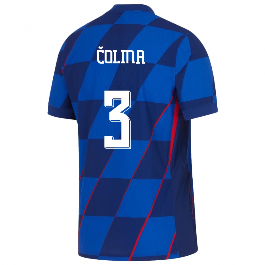 Hombre Camiseta Croacia David Colina #3 Azul 2ª Equipación 24-26 La Camisa Perú