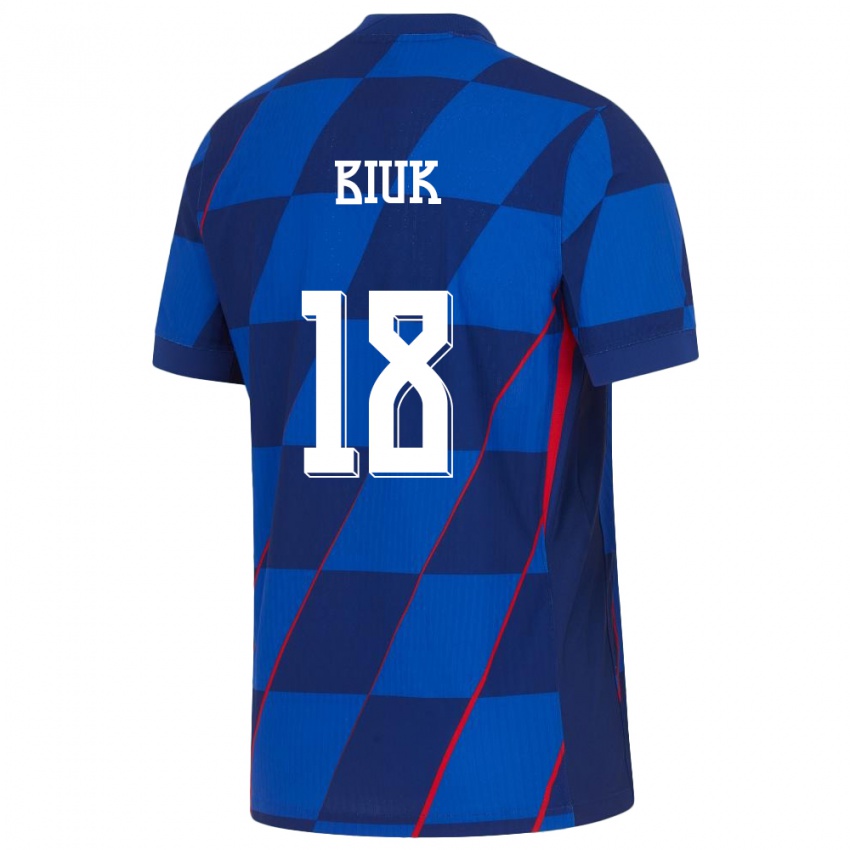 Hombre Camiseta Croacia Stipe Biuk #18 Azul 2ª Equipación 24-26 La Camisa Perú