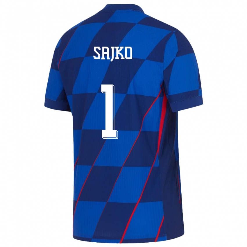 Hombre Camiseta Croacia Tin Sajko #1 Azul 2ª Equipación 24-26 La Camisa Perú