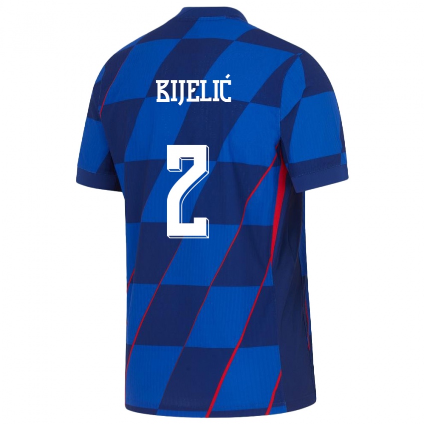 Hombre Camiseta Croacia Dario Bijelic #2 Azul 2ª Equipación 24-26 La Camisa Perú