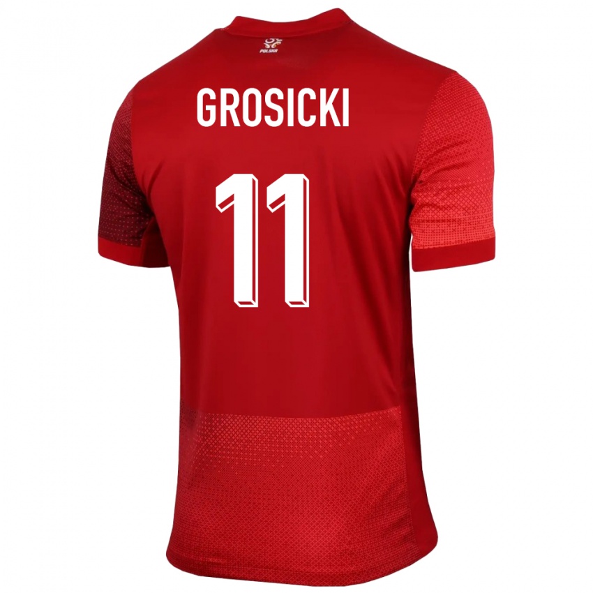 Hombre Camiseta Polonia Kamil Grosicki #11 Rojo 2ª Equipación 24-26 La Camisa Perú