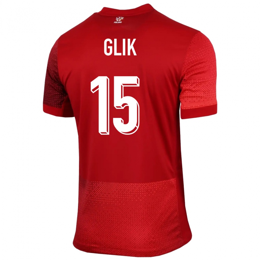 Hombre Camiseta Polonia Kamil Glik #15 Rojo 2ª Equipación 24-26 La Camisa Perú