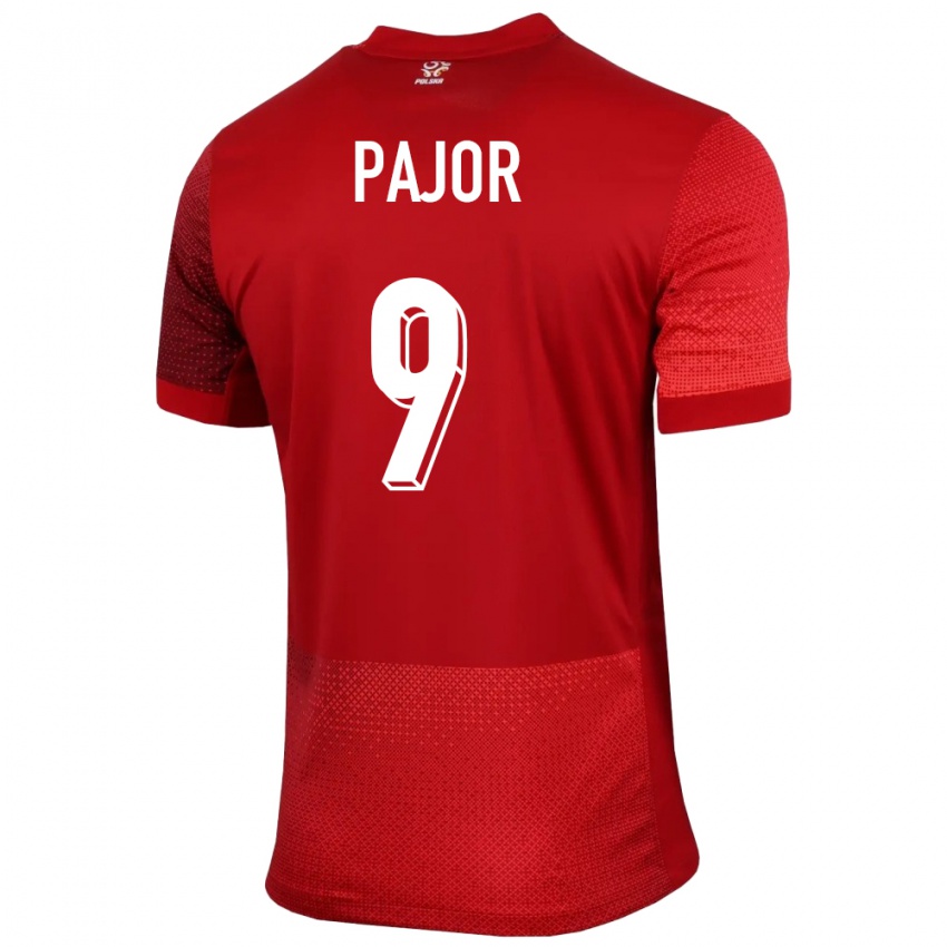 Hombre Camiseta Polonia Ewa Pajor #9 Rojo 2ª Equipación 24-26 La Camisa Perú