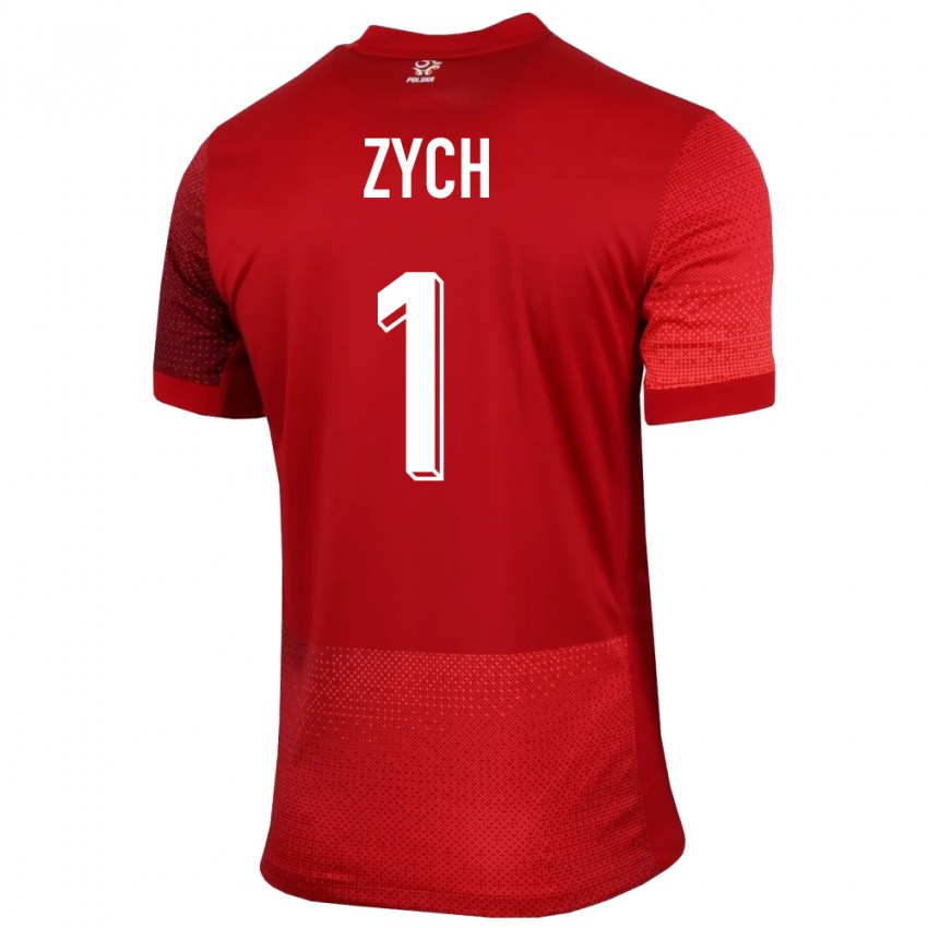 Hombre Camiseta Polonia Oliwier Zych #1 Rojo 2ª Equipación 24-26 La Camisa Perú