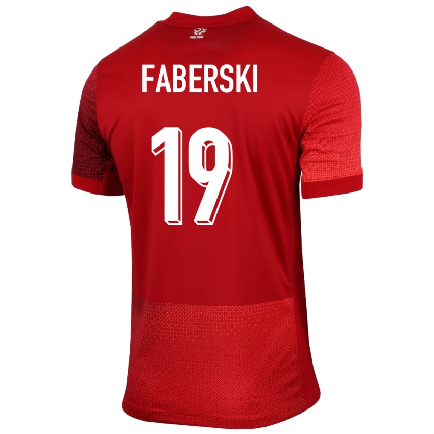 Hombre Camiseta Polonia Jan Faberski #19 Rojo 2ª Equipación 24-26 La Camisa Perú