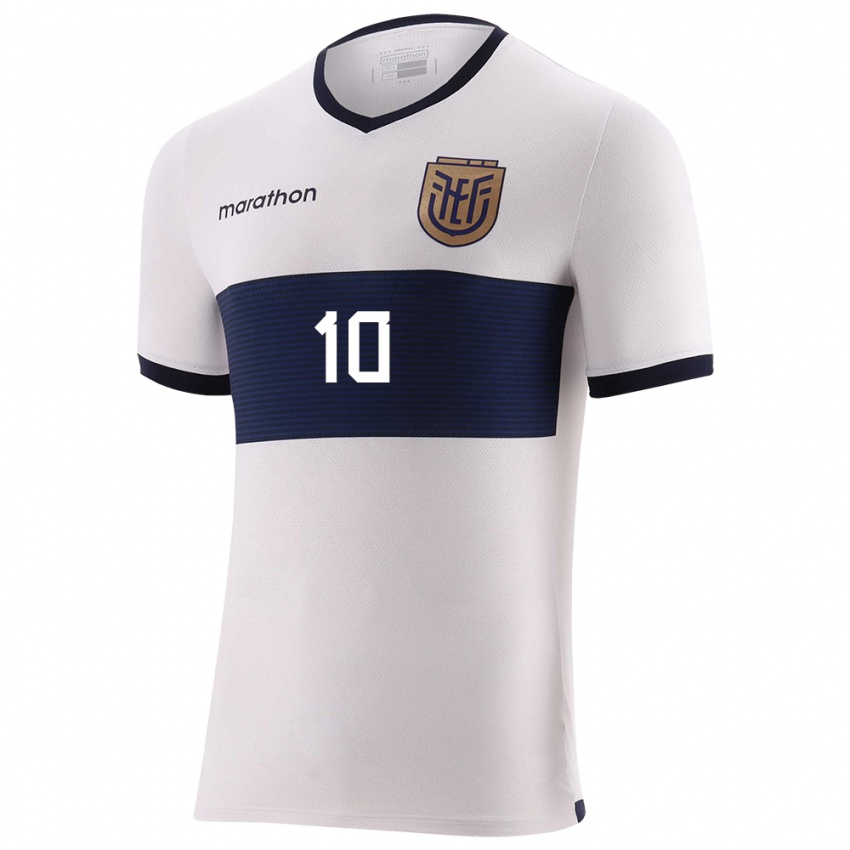 Hombre Camiseta Ecuador Romario Ibarra #10 Blanco 2ª Equipación 24-26 La Camisa Perú