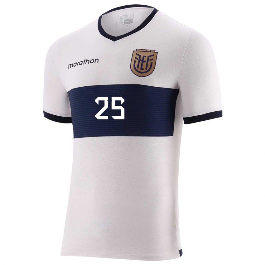 Hombre Camiseta Ecuador Jaydah Bedoya #25 Blanco 2ª Equipación 24-26 La Camisa Perú