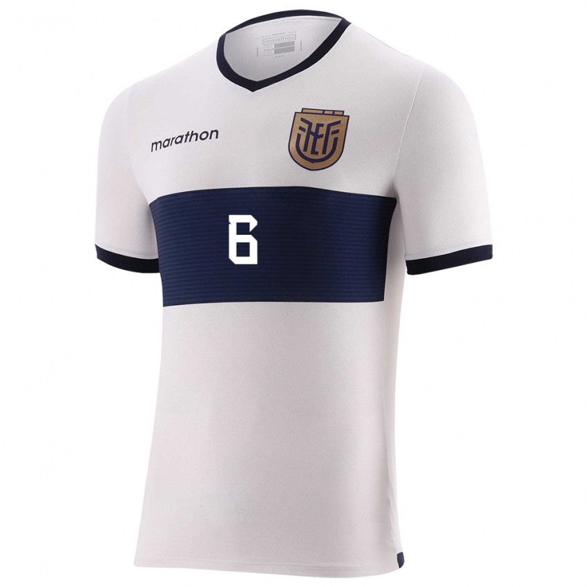 Hombre Camiseta Ecuador Yeltzin Erique #6 Blanco 2ª Equipación 24-26 La Camisa Perú