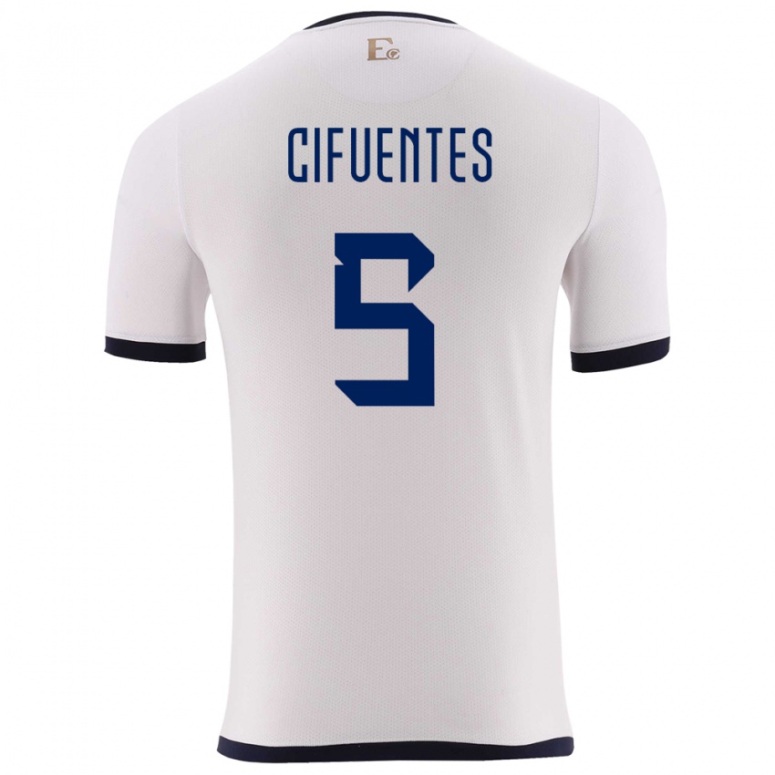 Hombre Camiseta Ecuador Jose Cifuentes #5 Blanco 2ª Equipación 24-26 La Camisa Perú
