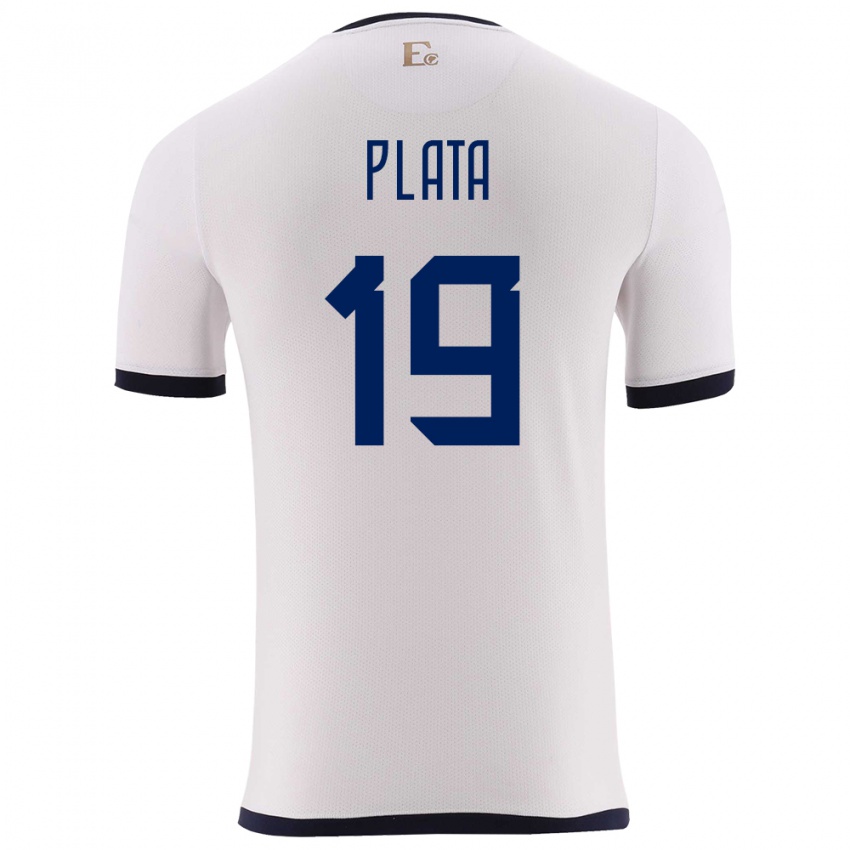 Hombre Camiseta Ecuador Gonzalo Plata #19 Blanco 2ª Equipación 24-26 La Camisa Perú