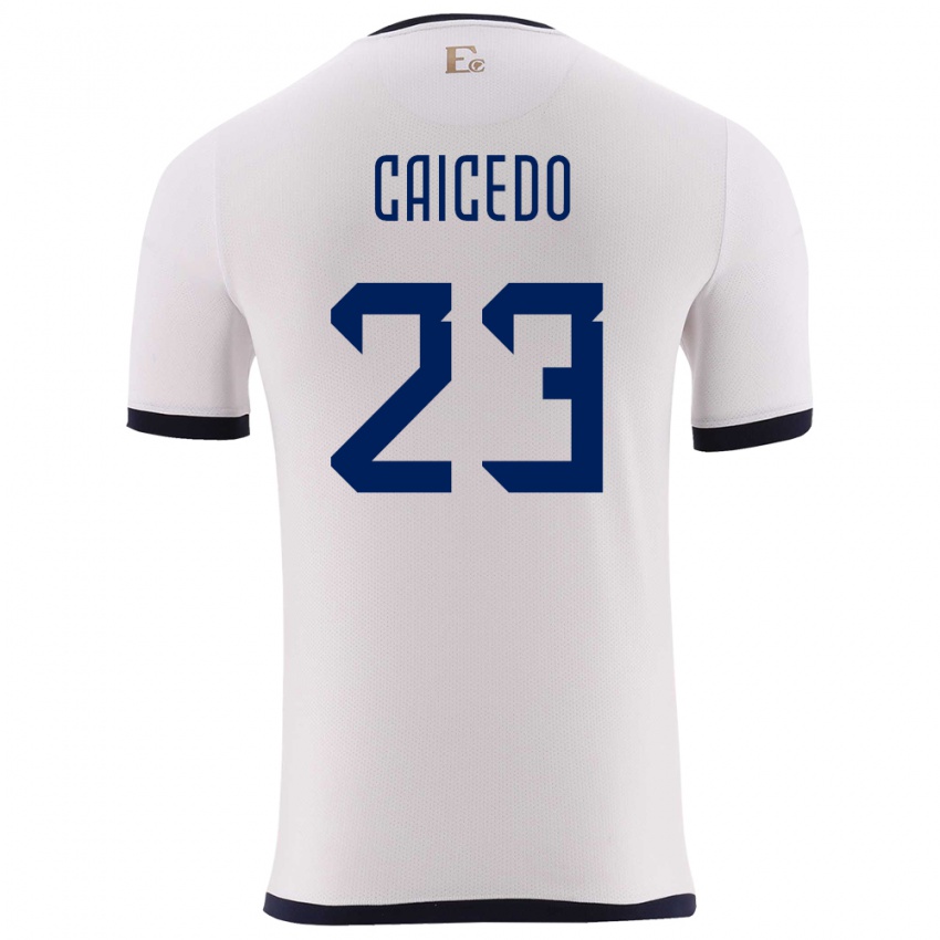 Hombre Camiseta Ecuador Moises Caicedo #23 Blanco 2ª Equipación 24-26 La Camisa Perú