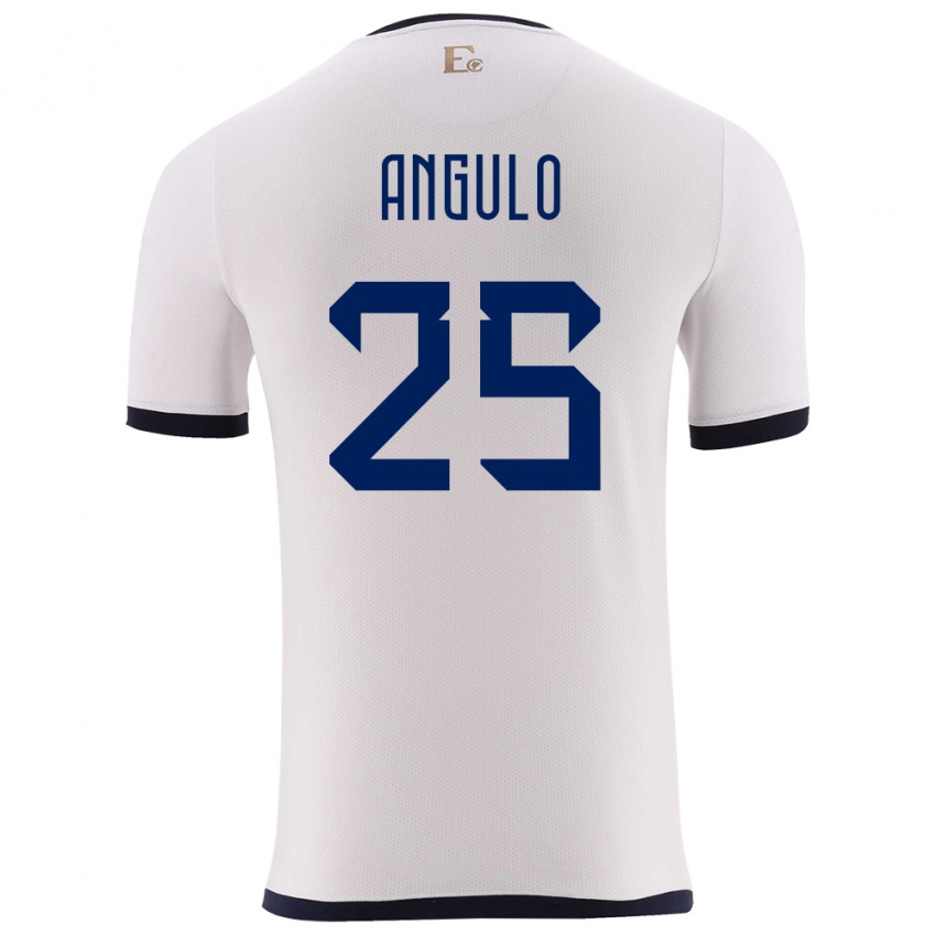 Hombre Camiseta Ecuador Nilson Angulo #25 Blanco 2ª Equipación 24-26 La Camisa Perú