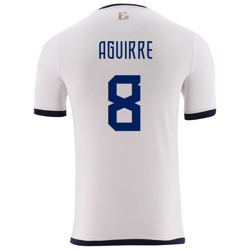 Hombre Camiseta Ecuador Marthina Aguirre #8 Blanco 2ª Equipación 24-26 La Camisa Perú