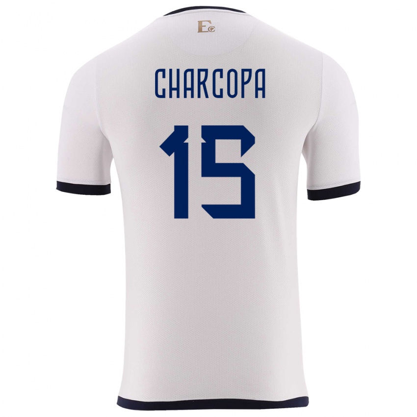 Hombre Camiseta Ecuador Nicole Charcopa #15 Blanco 2ª Equipación 24-26 La Camisa Perú