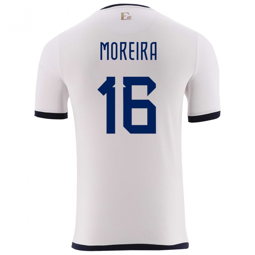 Hombre Camiseta Ecuador Ligia Moreira #16 Blanco 2ª Equipación 24-26 La Camisa Perú