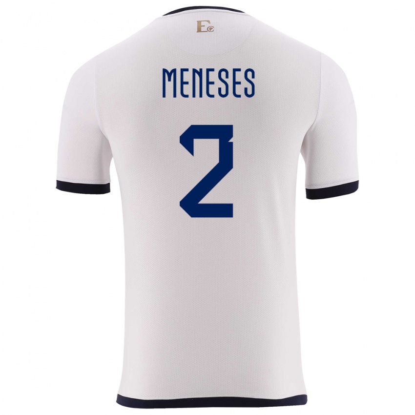 Hombre Camiseta Ecuador Randy Meneses #2 Blanco 2ª Equipación 24-26 La Camisa Perú