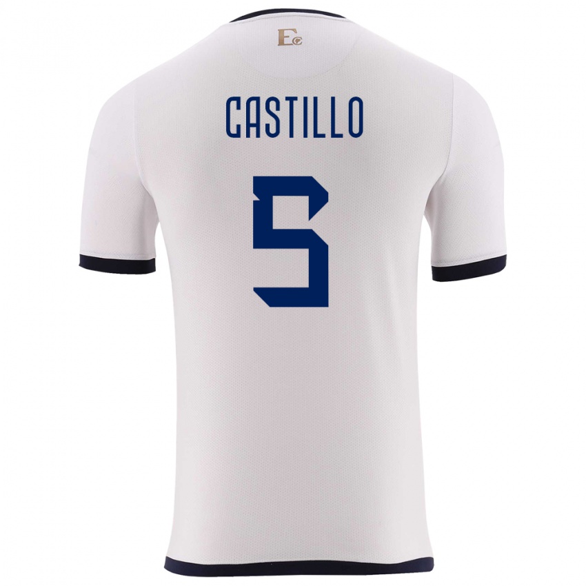 Hombre Camiseta Ecuador Denil Castillo #5 Blanco 2ª Equipación 24-26 La Camisa Perú