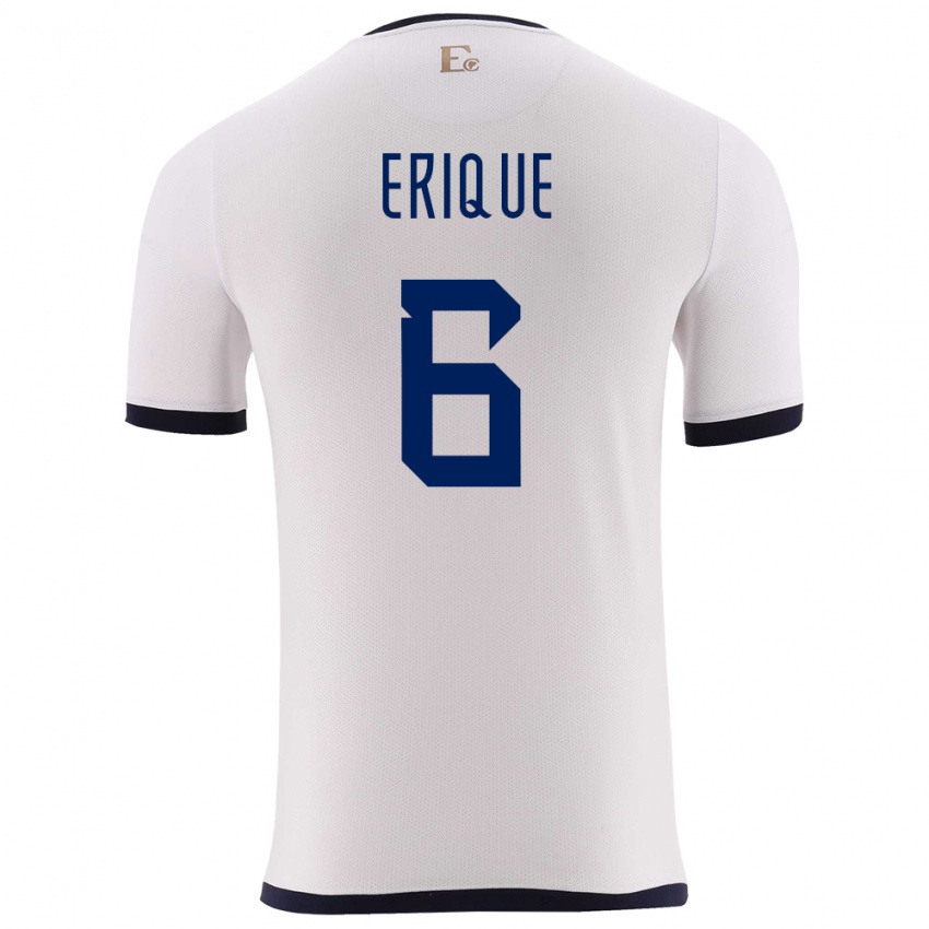 Hombre Camiseta Ecuador Yeltzin Erique #6 Blanco 2ª Equipación 24-26 La Camisa Perú