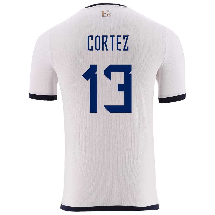 Hombre Camiseta Ecuador Steven Cortez #13 Blanco 2ª Equipación 24-26 La Camisa Perú