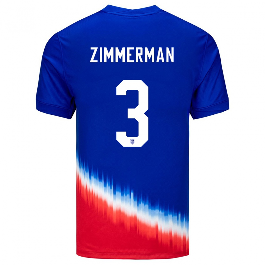 Hombre Camiseta Estados Unidos Walker Zimmerman #3 Azul 2ª Equipación 24-26 La Camisa Perú